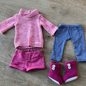 American girl doll shorts sweater leggings knit booties